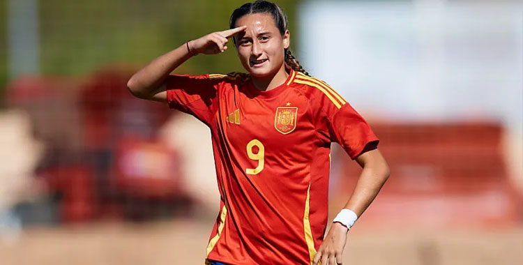 Alba Cerrato celebrando su gol con ´La Rojita'. Foto: RFEF