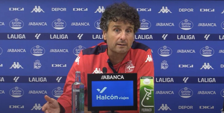 Imanol Idiákez en la rueda de prensa previa al Córdoba-Málaga. Fotografía: RC Deportivo