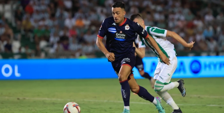 Cristian Herrera, en sus primeros minutos como blanquiazul. Foto: RC Deportivo.