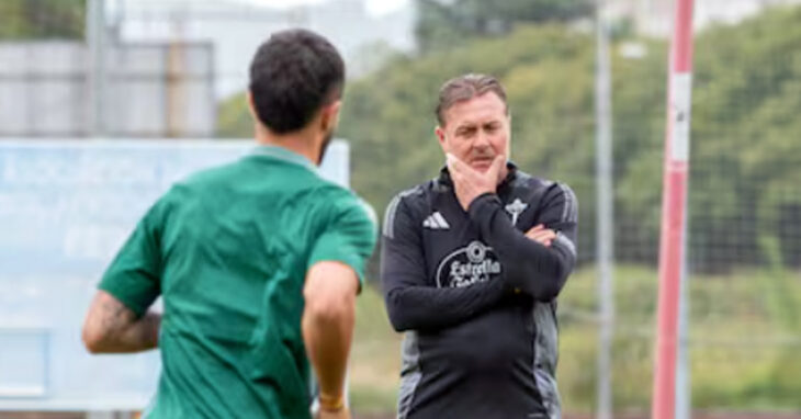 Cristóbal Parralo en un entrenamiento del Racing Ferrol.