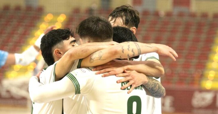 Los jugadores del Córdoba Futsal Patrimonio celebran un gol. Foto: Edu Luque / Córdoba Futsal