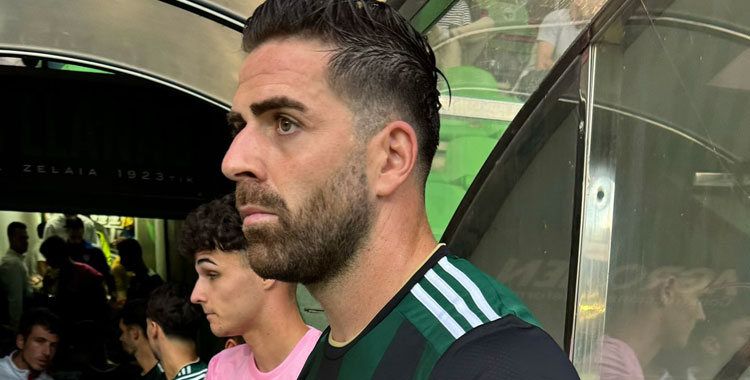 Rafa Gálvez, antes de un partido con el Sestao. Foto: Sestao River