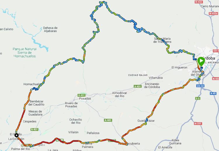 El recorrido del nuevo Gran Fondo Sierra Morena. Imagen: CD Ciclos Cabello