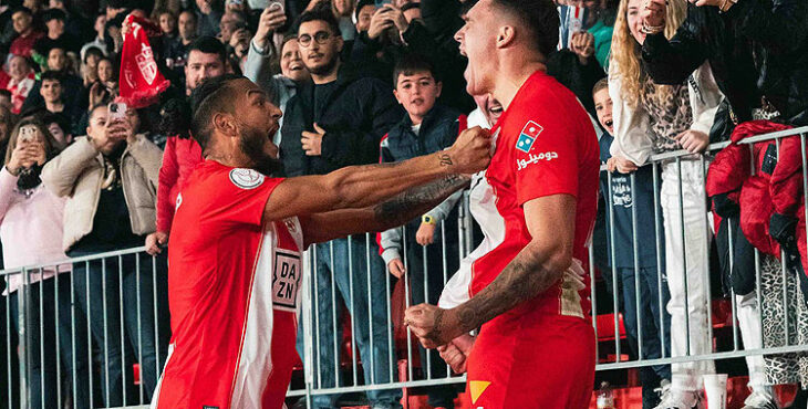 Luis Suárez y Marezi celebrando uno de los goles al Sevilla en la Copa. Foto: UD Almería