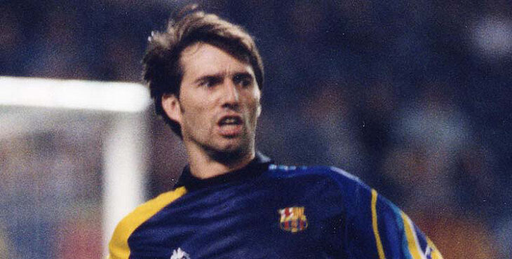 Angoy en un partido con el Barcelona.