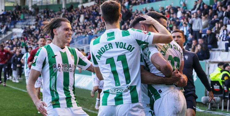 Celebración del gol de Jacobo en Ferrol.