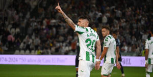 Antonio Casas dedicando su gol al Cádiz. Autora: Natalia Román