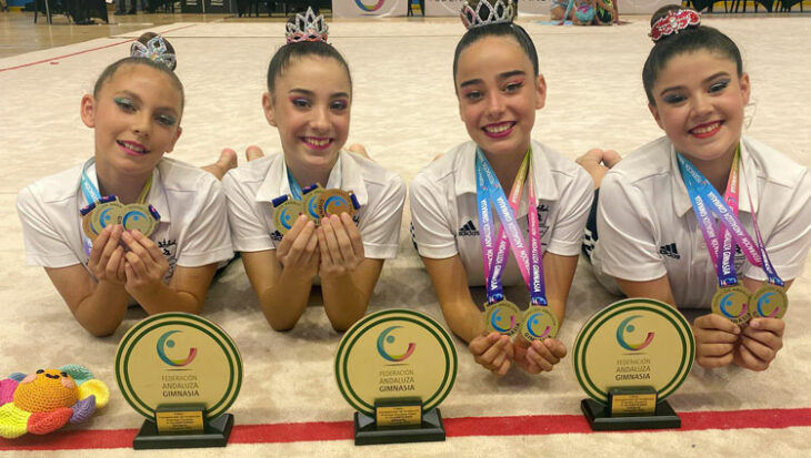 Algunas de las gimnastas rojinegras que brillaron en tierras fuengiroleñas. Foto: GR Séneca