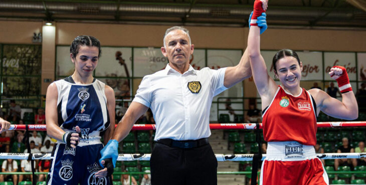 Noelia Gutiérrez en uno de sus victoriosos combates. Foto: Federación Española de Boxeo