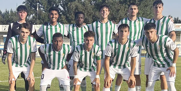 El once de partida del Córdoba en La Isla, feudo del CD Coria. Foto: @Cantera_CCF