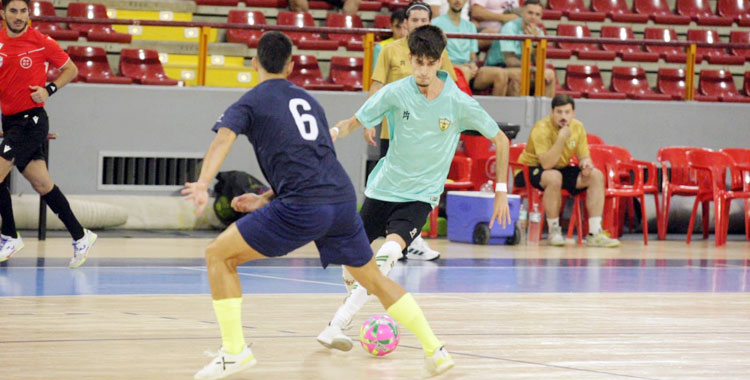Un lance de ataque del duelo de los blanquiverdes contra el Alcalá. Foto: Edu Luque / Córdoba Futsal