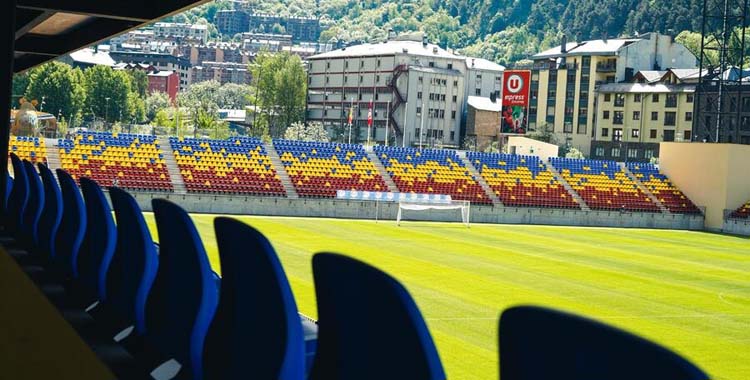 Vista del Estadio de Encamp de Andorra.