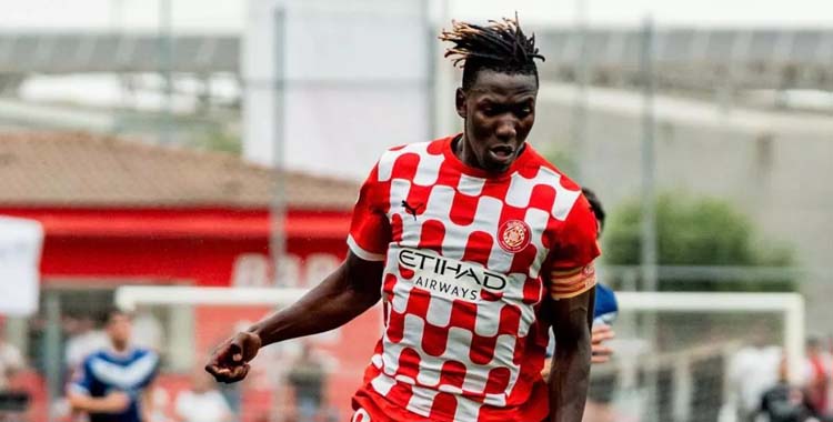 Dawda en un partido con el filial del Girona.