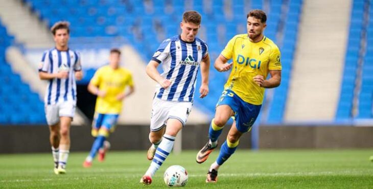 Acción del último partido de la Real Sociedad B en Anoeta.
