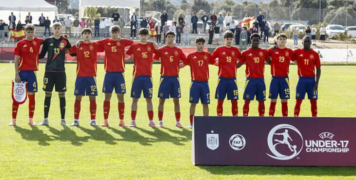 La formación de la selección sub17 ante Letonia. Foto: RFEF