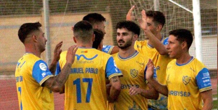 Los jugadores del Palma del Río celebran un gol.
