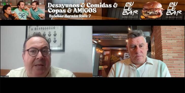 Rafa Fernández y David Jurado debatiendo sobre el duelo del Córdoba en Albacete.