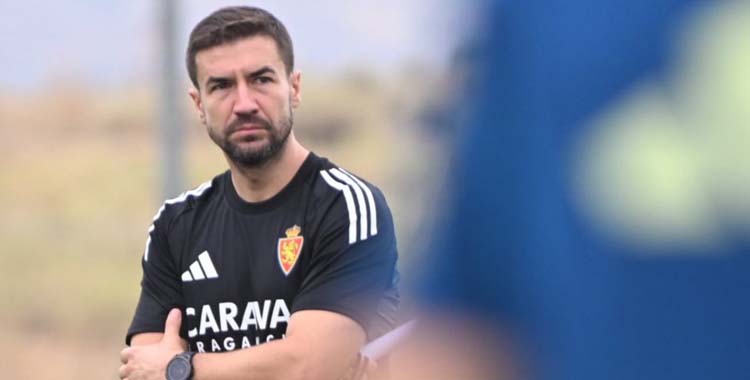 Gabi Fernández en un entrenamiento del Zaragoza.