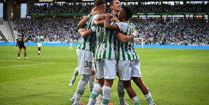 Celebración del gol de Jacobo al Almería. Autora: Natalia Román