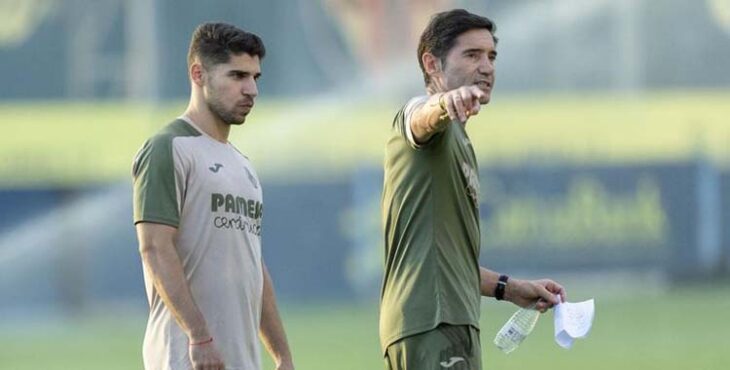 Marcelino en un entrenamiento del Villarreal.