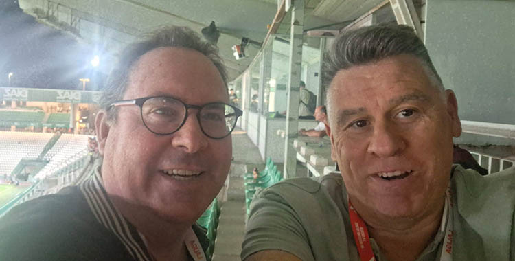 Rafa Fernández y David Jurado valorando el empate ante el Almería.
