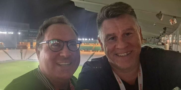 Rafa Fernández y David Jurado valorando el triunfo ante la Cultural Leonesa.