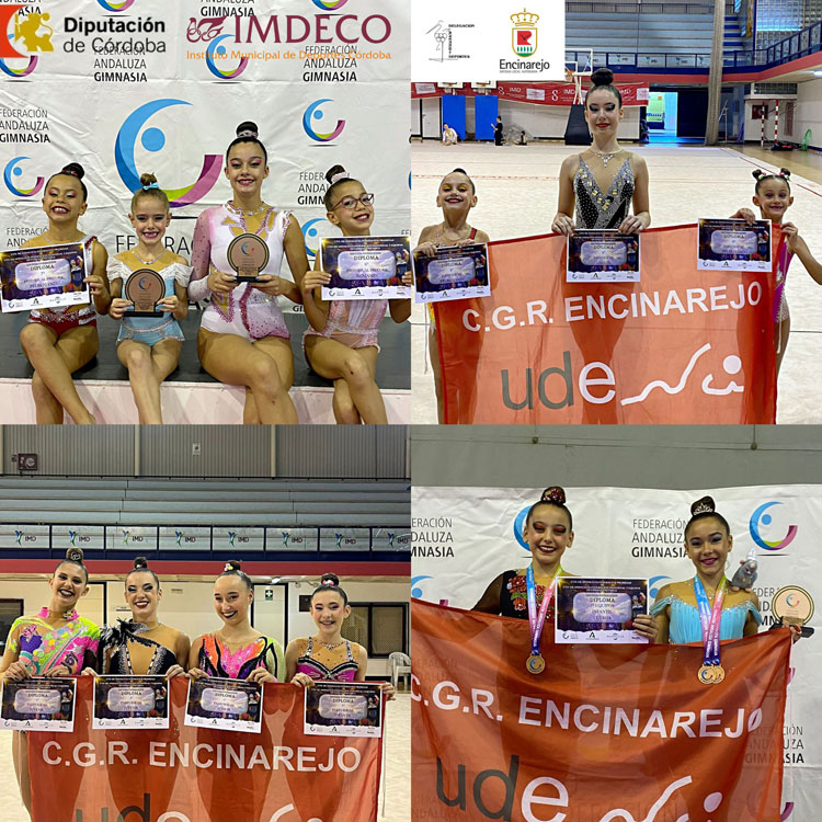 Un collage con varios trofeos para el Udenci en Sevilla. Foto: Udenci