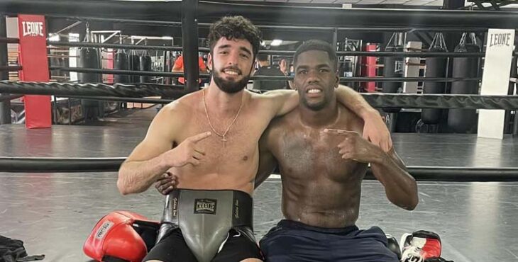 José Luis Navarro Jr. con Damián Biacho, su próximo rival por el Silver EBU.