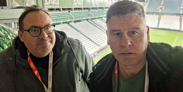 Rafa Fernández y David Jurado desde el anfiteatro de El Arcángel.