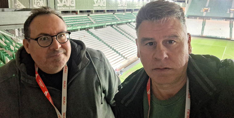 Rafa Fernández y David Jurado desde el anfiteatro de El Arcángel.