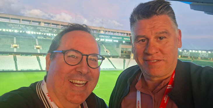 Rafa Fernández y David Jurado desde el anfiteatro de El Arcángel.