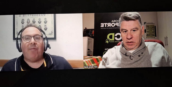 Rafa Fernández y David Jurado valorando el empate del Córdoba CF en Granada.