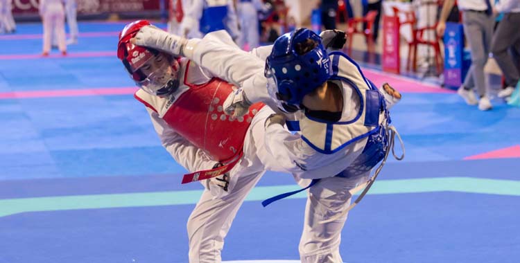 Combate en el Open Internacional de Andalucía de Taekwondo.