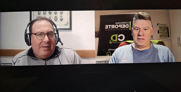 Rafa Fernández y David Jurado valorando el triunfo del Córdoba ante el Mirandés.