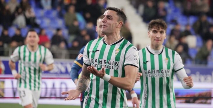 Carlos Isaac celebrando el gol ante el Huesca. Foto: @CordobaCF_ofi