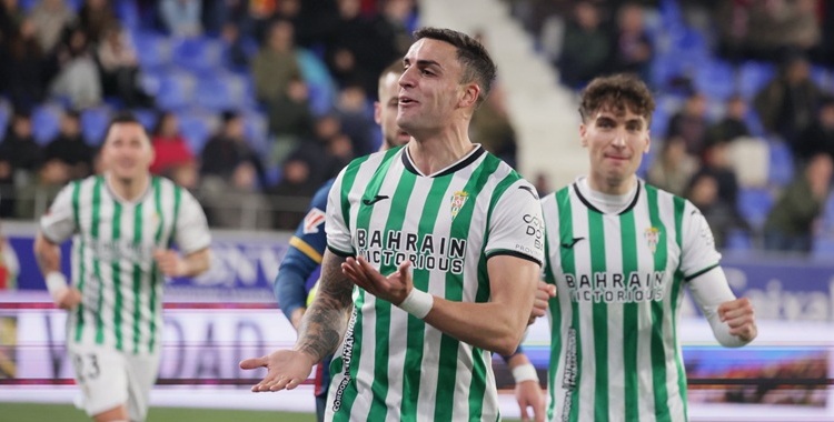 Carlos Isaac celebrando el gol ante el Huesca. Foto: @CordobaCF_ofi