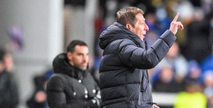 Luis Miguel Ramis dirigiendo al Burgos en el anterior partido contra el Zaragoza. Foto: LaLiga