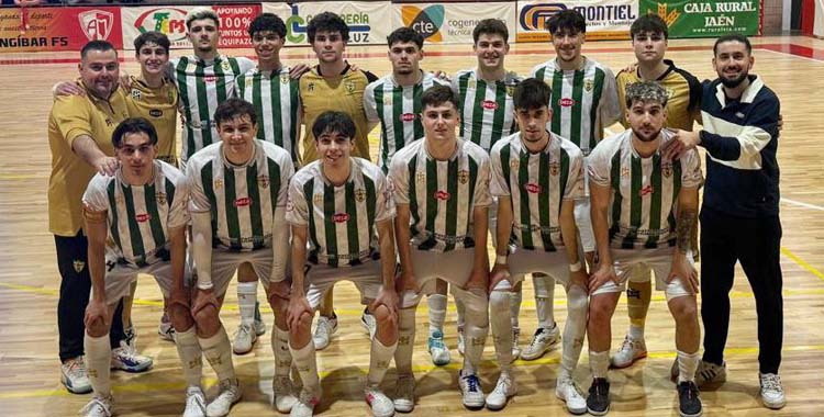 Formación del Córdoba Futsal Patrimonio en Mengíbar.