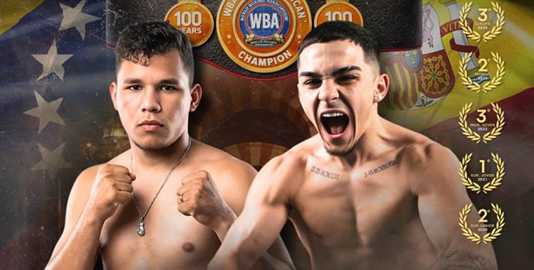 Rafa Lozano junto a su rival en el cartel de su primer combate en el mundo profesional.