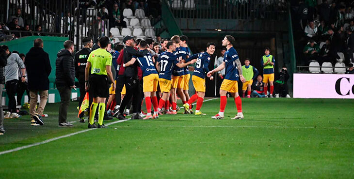 El Andorra celebrando uno de los goles ayer en el Arcángel en su victoria por 1-4. Foto: Natalia Román.