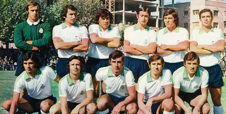 Once del Racing en un partido de la temporada 1974-75.