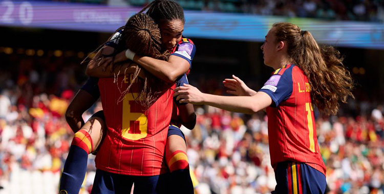 La celebración de uno de los goles de España en Córdoba. Foto: RFEF