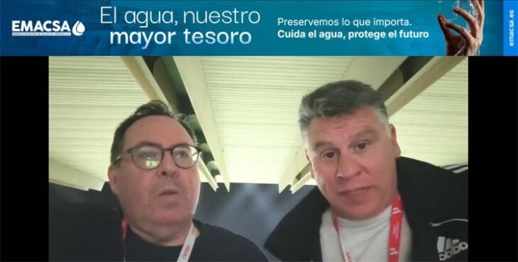 Rafa Fernández y David Jurado valorando el triunfo ante el Real Zaragoza.